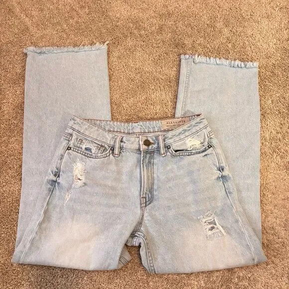 ALL SAINTS belle destroyed flare jeans size 26 - Picture 2 of 6